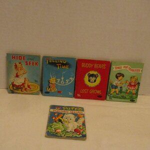 Whitman Vintage 1949 Tiny Tales Small Black White Graphic Children Story Books